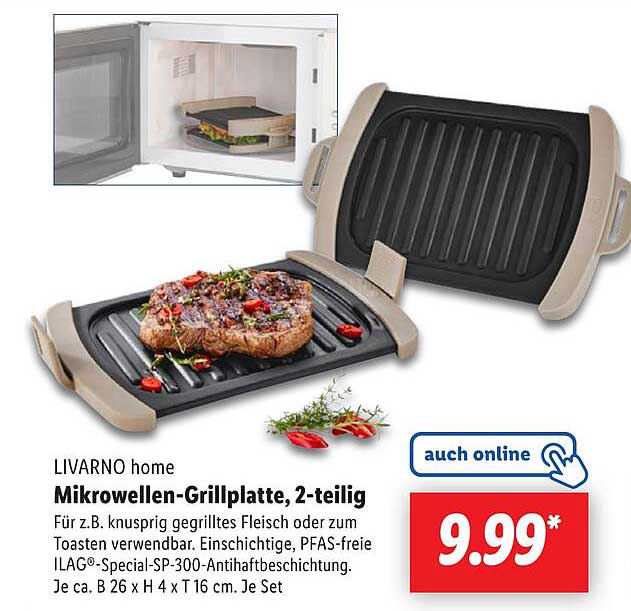 LIVARNO home Mikrowellen-Grillplatte, 2-teilig