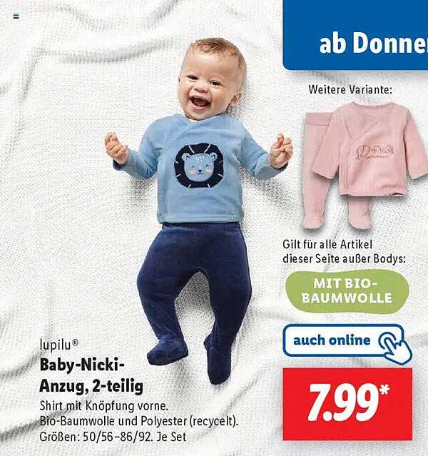 lupilu® Baby-Nicki-Anzug, 2-teilig