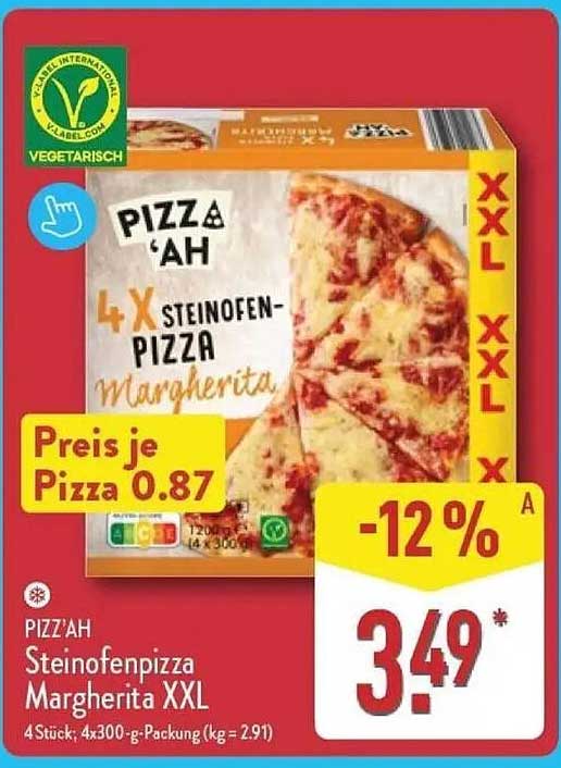 PIZZ'AH Steinofenpizza Margherita XXL