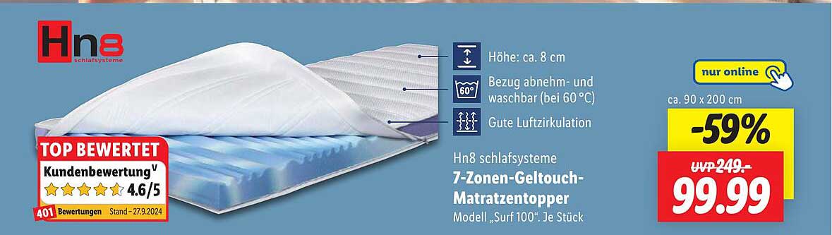 7-Zonen-Geltouch-Matratzen topper