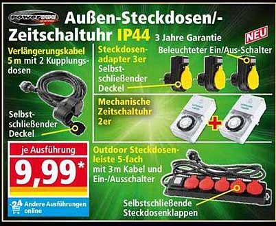 Außen-Steckdosen-/Zeitschaltuhr IP44