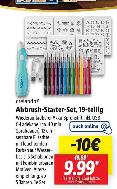 crelando® Airbrush-Starter-Set, 19-teilig