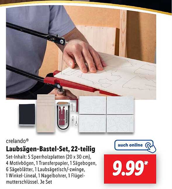 crelando® Laubsägen-Bastel-Set, 22-teilig