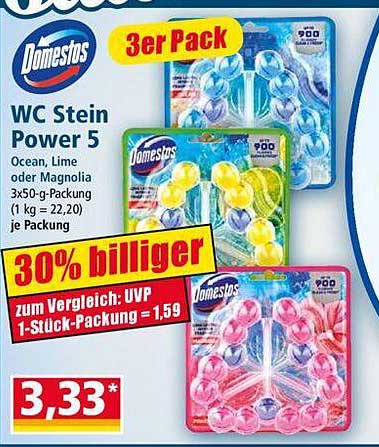 Domestos WC Stein Power 5 3er Pack