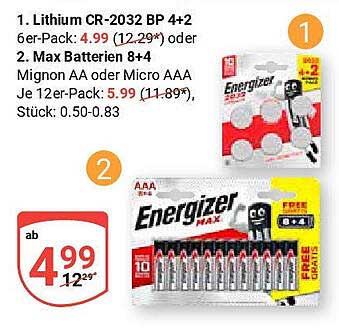 Energizer Max Batterien 8+4