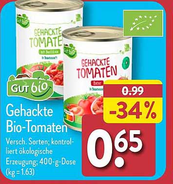 Gehackte Bio-Tomaten