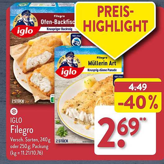 IGLO Filegro Ofen-Backfisch  
IGLO Filegro Müllerin Art