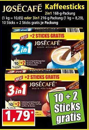 JØSÉCAFÉ Kaffee sticks 2in1 168-g-Packung