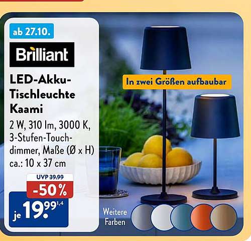 LED-Akku-Tischleuchte Kaami