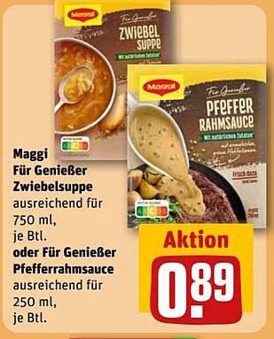 Maggi Für Genießer Zwiebelsuppe  
oder Für Genießer Pfeffersauce