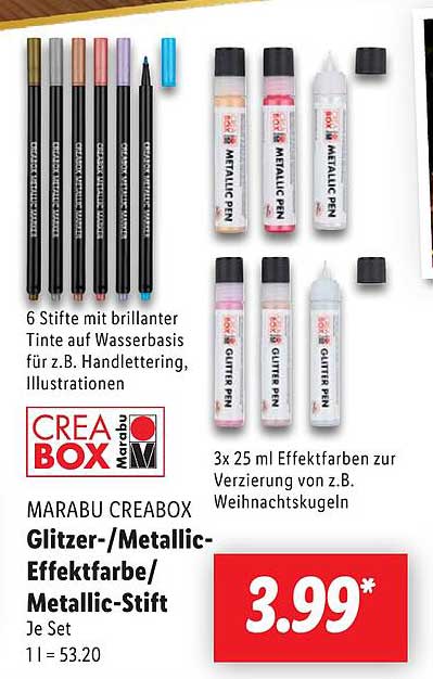 MARABU CREABOX Glitzer-/Metallic-Effektfarbe/Metallic-Stift