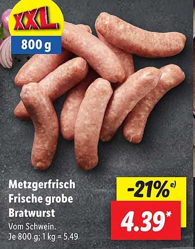 Metzgerfrisch Frische grobe Bratwurst