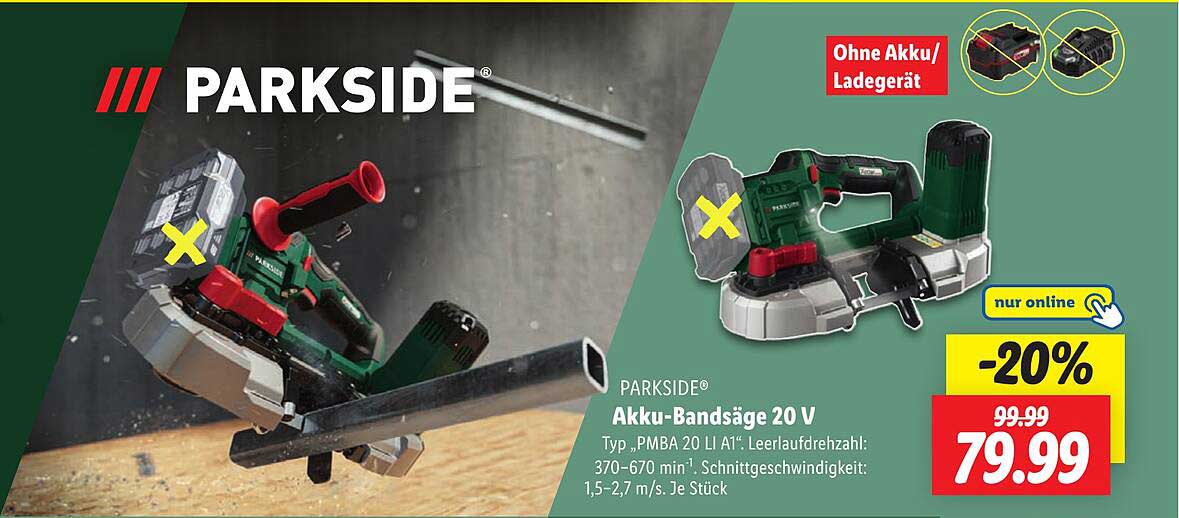 PARKSIDE Akku-Bandsäge 20 V