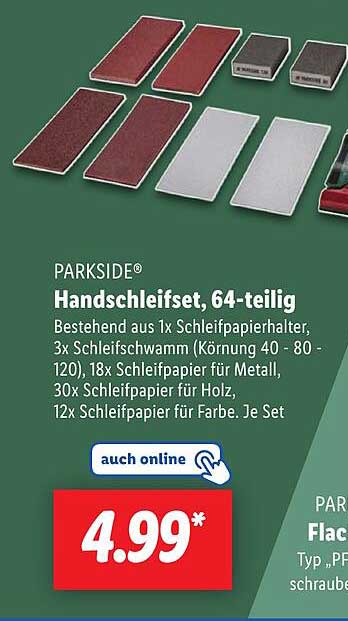 PARKSIDE® Handschleifset, 64-teilig