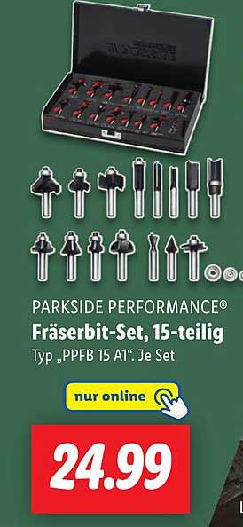 PARKSIDE PERFORMANCE® Fräserbit-Set, 15-teilig