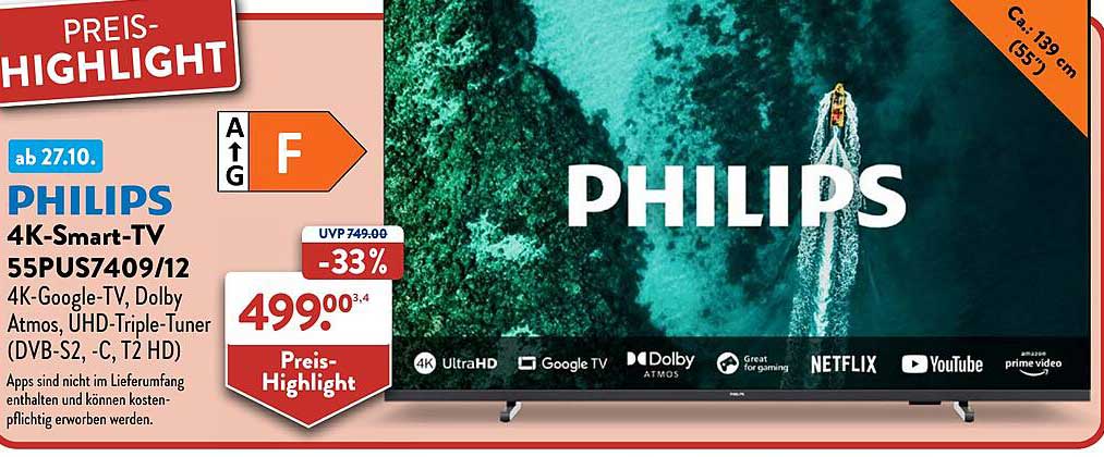 PHILIPS 4K-Smart-TV 55PUS7409/12