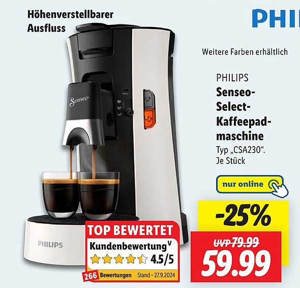 PHILIPS Senseo-Select-Kaffeepadmaschine