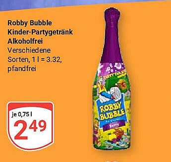 Robby Bubble Kinder-Partyt Getränk alkoholfrei