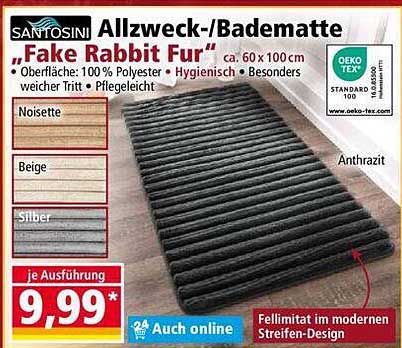 SANTOSINI Allzweck-/Badematte "Fake Rabbit Fur"