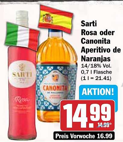 Sarti Rosa oder Canonita Aperitivo de Naranjas