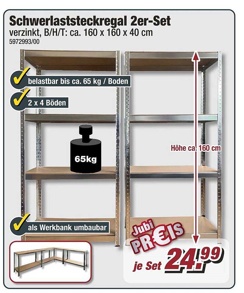 Schwerlaststeckregal 2er-Set