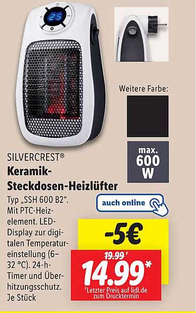 SILVERCREST® Keramik-Steckdosen-Heizlüfter