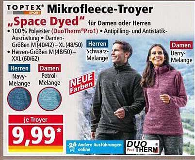 TOPTEX Sport Mikrofleece-Troyer „Space Dyed“