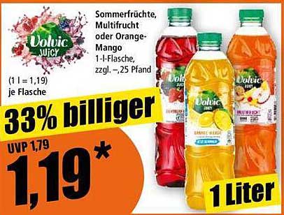 Volvic Juicy Sommerfrüchte, Multifrucht oder Orange-Mango