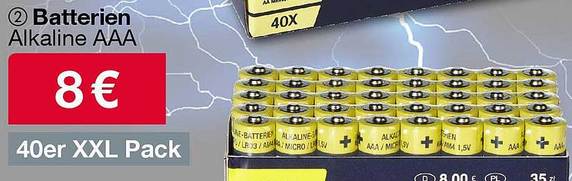 Batterien Alkaline AAA 40er XXL Pack