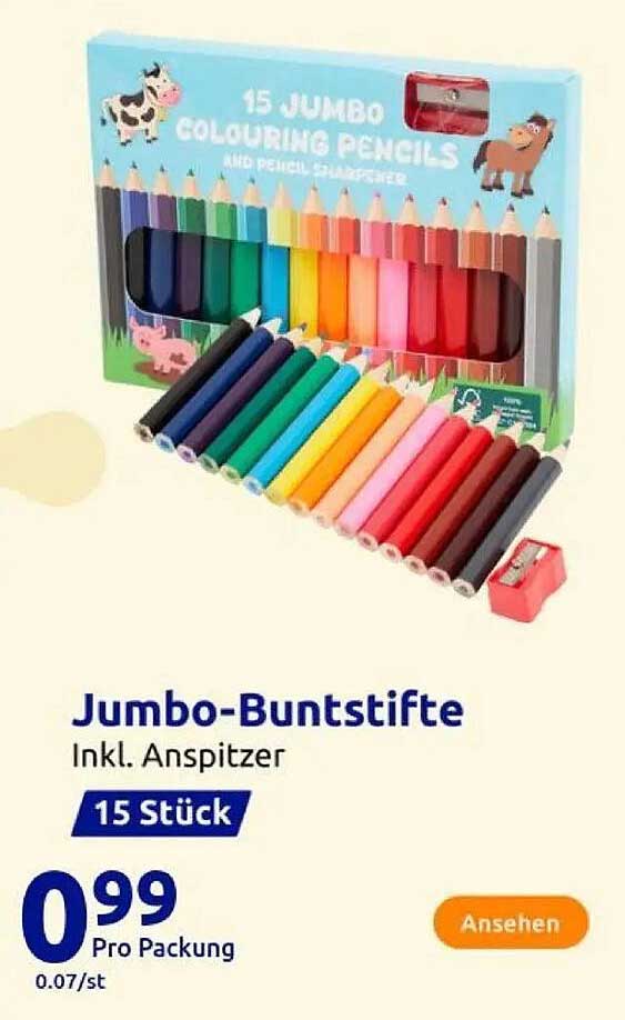 Jumbo-Buntstifte Inkl. Anspitzer