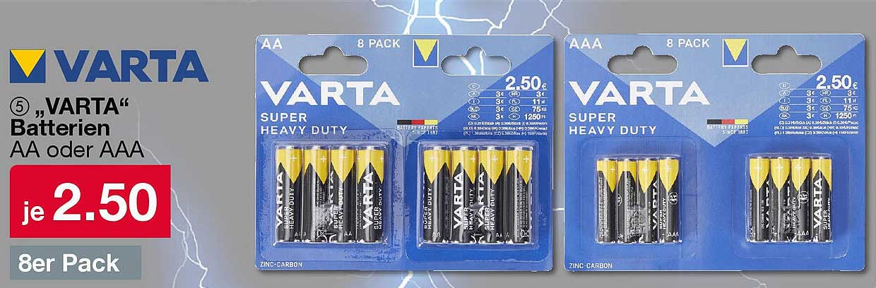 VARTA Batterien AA oder AAA 8er Pack