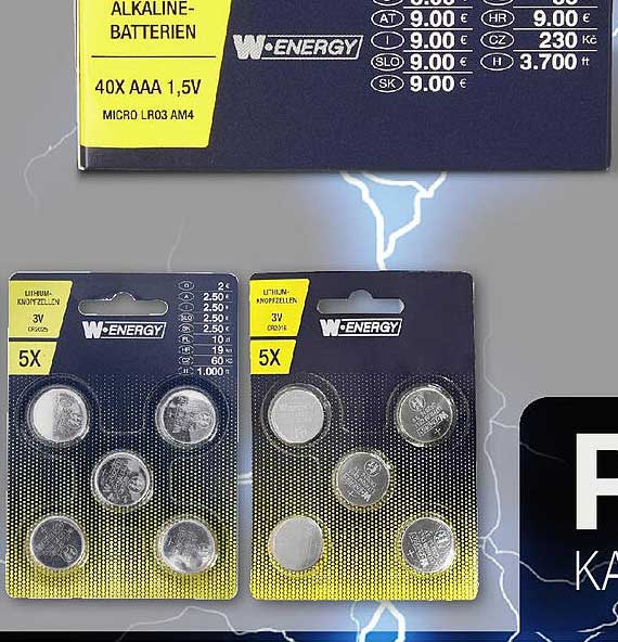 W-ENERGY ALKALINE-BATTERIEN 40X AAA 1,5V MICRO LR03 AM4