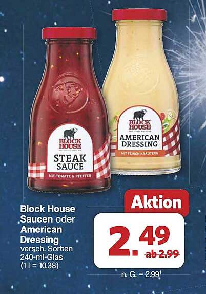 Block House Saucen oder American Dressing