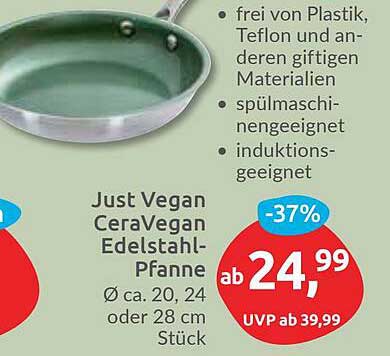 Just Vegan CeraVegan Edelstahl-Pfanne