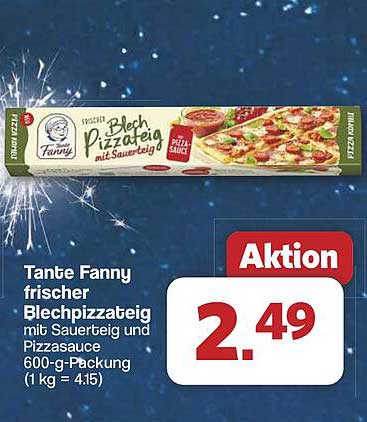 Tante Fanny frischer Blechpizzateig mit Sauerteig und Pizzasauce