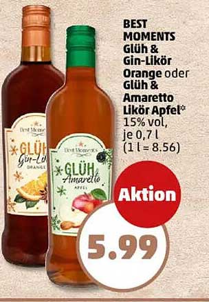 BEST MOMENTS Glüh & Gin-Likör Orange oder Glüh & Amaretto Likör Apfel*