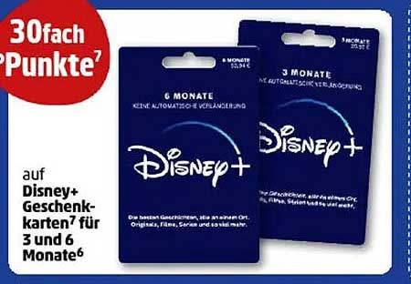 Disney+ Geschenkkarten für 3 und 6 Monate