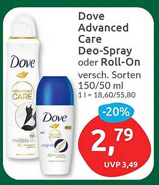 Dove Advanced Care Deo-Spray oder Roll-On