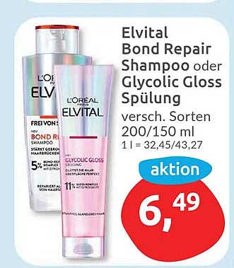 Elvital Bond Repair Shampoo oder Glycolic Gloss Spülung