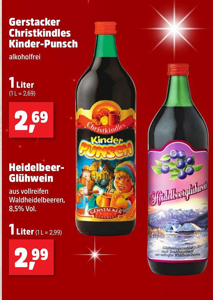 Gerstacker Christkindles Kinder-Punsch  
Heidelbeer-Glühwein