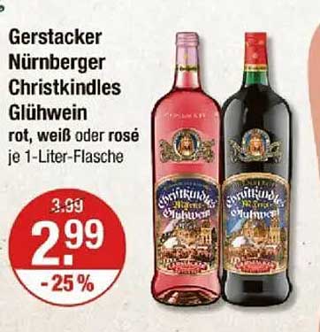 Gerstacker Nürnberger Christkindles Glühwein rot, weiß oder rosé je 1-Liter-Flasche