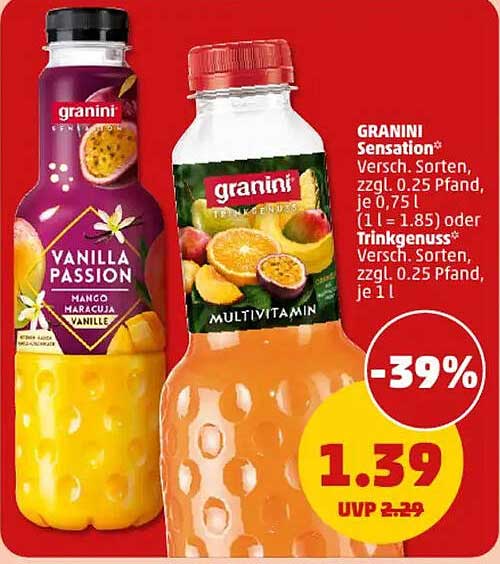 GRANINI Sensation* Vanilla Passion  
granini Trinkgenuss* Multivitamin