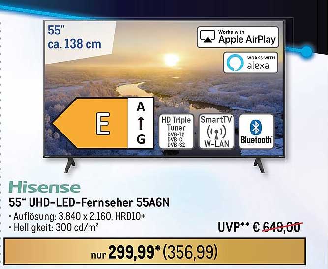 Hisense 55“ UHD-LED-Fernseher 55A6N