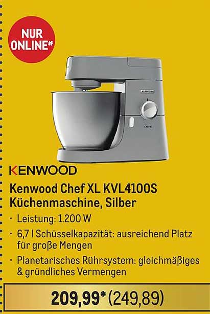 Kenwood Chef XL KVL4100S Küchenmaschine, Silber