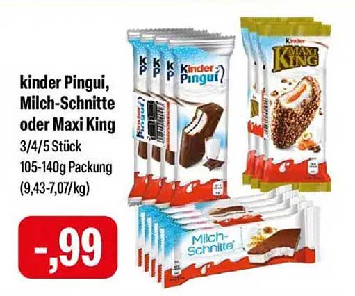 kinder Pingui, Milch-Schnitte oder Maxi King