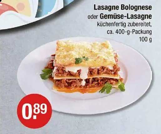 Lasagne Bolognese oder Gemüse-Lasagne