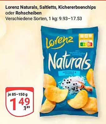 Lorenz Naturals, Saltletts, Kichererbsenchips oder Rohscheiben