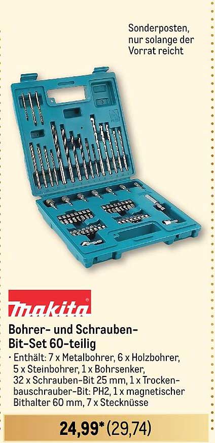 Makita Bohrer- und Schrauben-Bit-Set 60-teilig