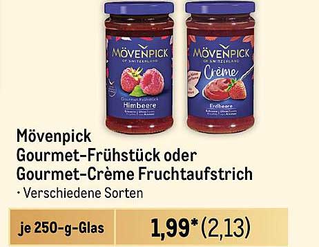 Mövenpick Gourmet-Frühstück oder Gourmet-Crème Fruchtaufstrich