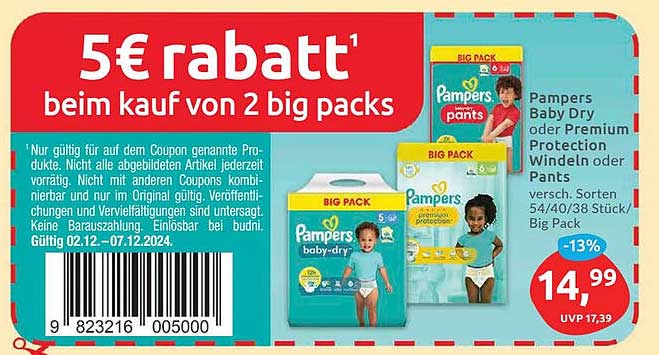 Pampers Baby Dry oder Premium Protection Windeln oder Pants